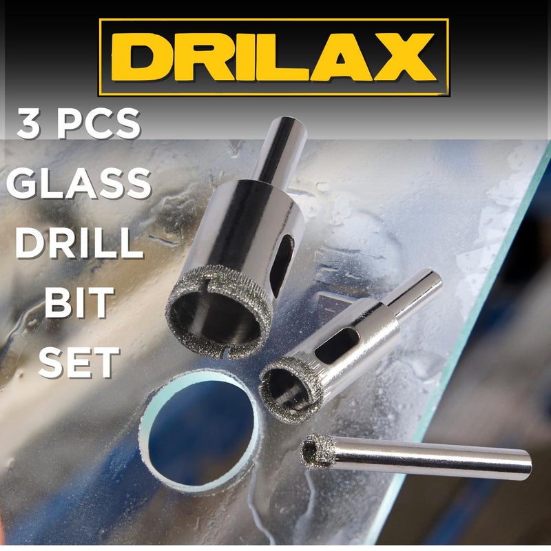 Drilax Diamond Drill Bit Set (3-Pc: 1/4", 1/2", 3/4") | for Ceramic, Porcelain Tile & Glass | Granite Hole Saw for Countertops & RO Filters | Multi-Material Diamond Coated Bits - Image 5